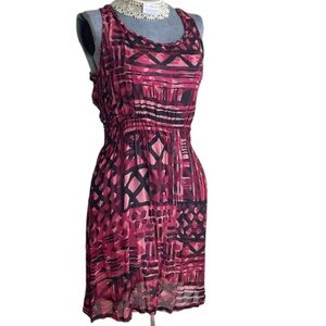 Lucky Brand sheer dress layer essential pink black wedding guest career office